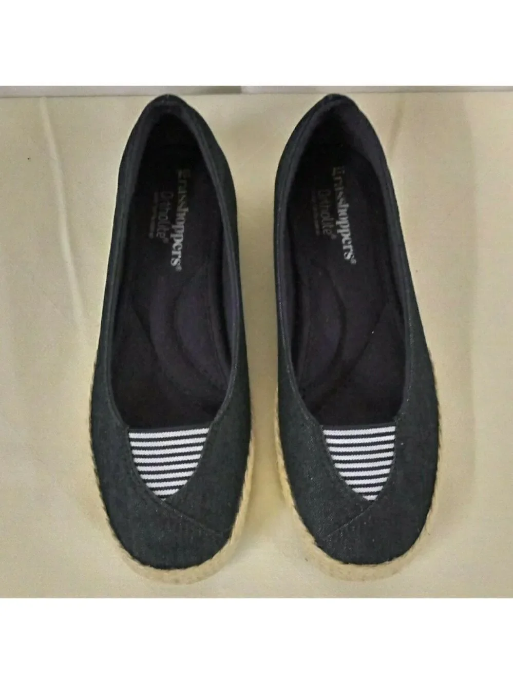 Grasshopper Mooney Ortholite Navy Nautical Canvas Round Toe Espardrille Shoe